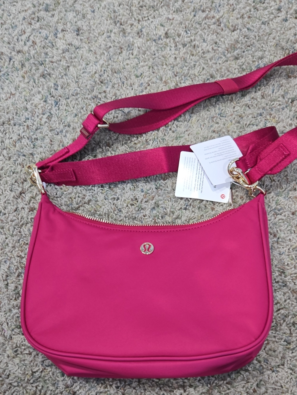 lululemon athletica Hot Pink Crossbody Bag with Gold Hardware